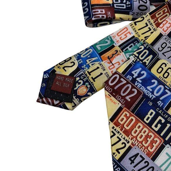 The Saturday Evening Post License Plates Tie - #3742 - Silk - Picture 3 of 6